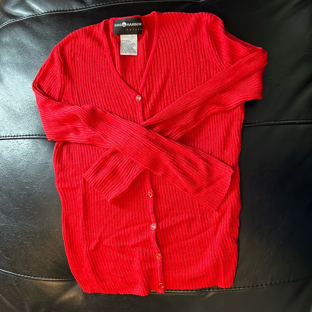Women’s petite, small, red, Sag Harbor lightweight sweater